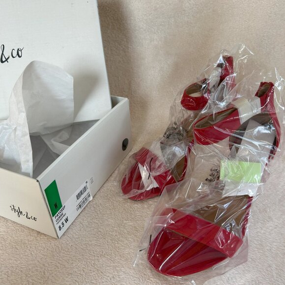 Paycee Red Microsuede Dress Sandals by Style & co - Picture 3 of 5